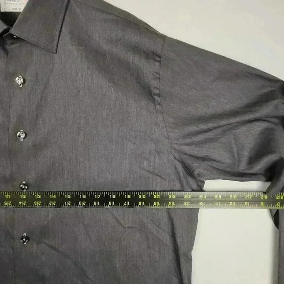 Lorenzo Uomo Trim Fit Mens Gray Dress Shirt Sz 17 Button Up Spread‎ Collar NWOT - Picture 13 of 16